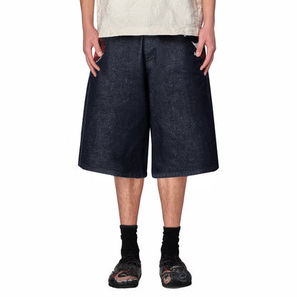 "yakuza" indigo raw Jorts 01