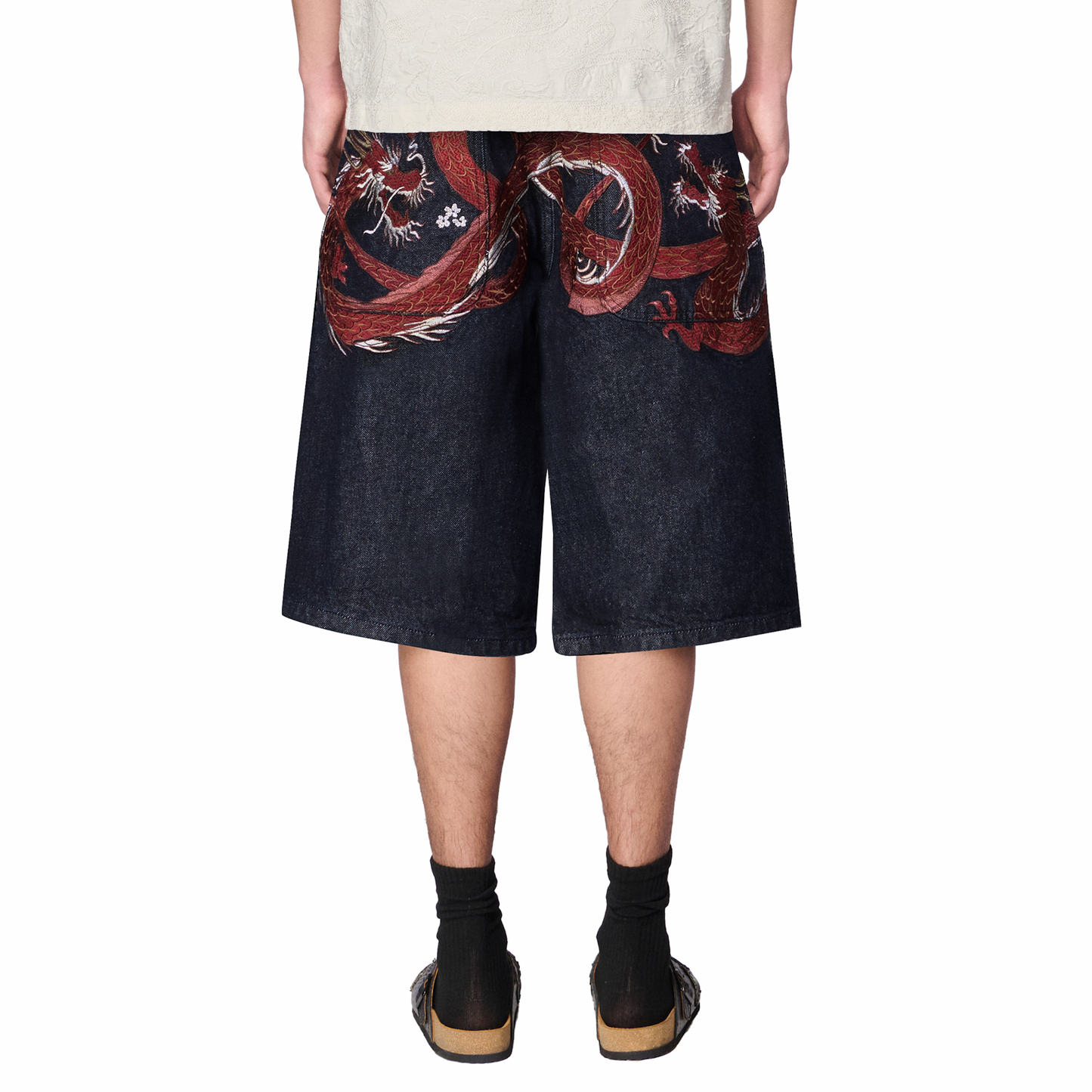 "yakuza" indigo raw Jorts 01