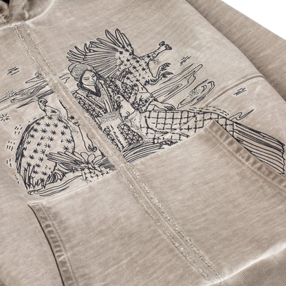 "sashiko v2" Hoodie light grey