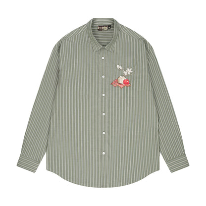 "garden of eden" green-white striped Shirt