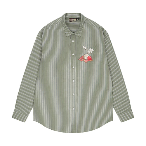 "garden of eden" green-white striped Shirt