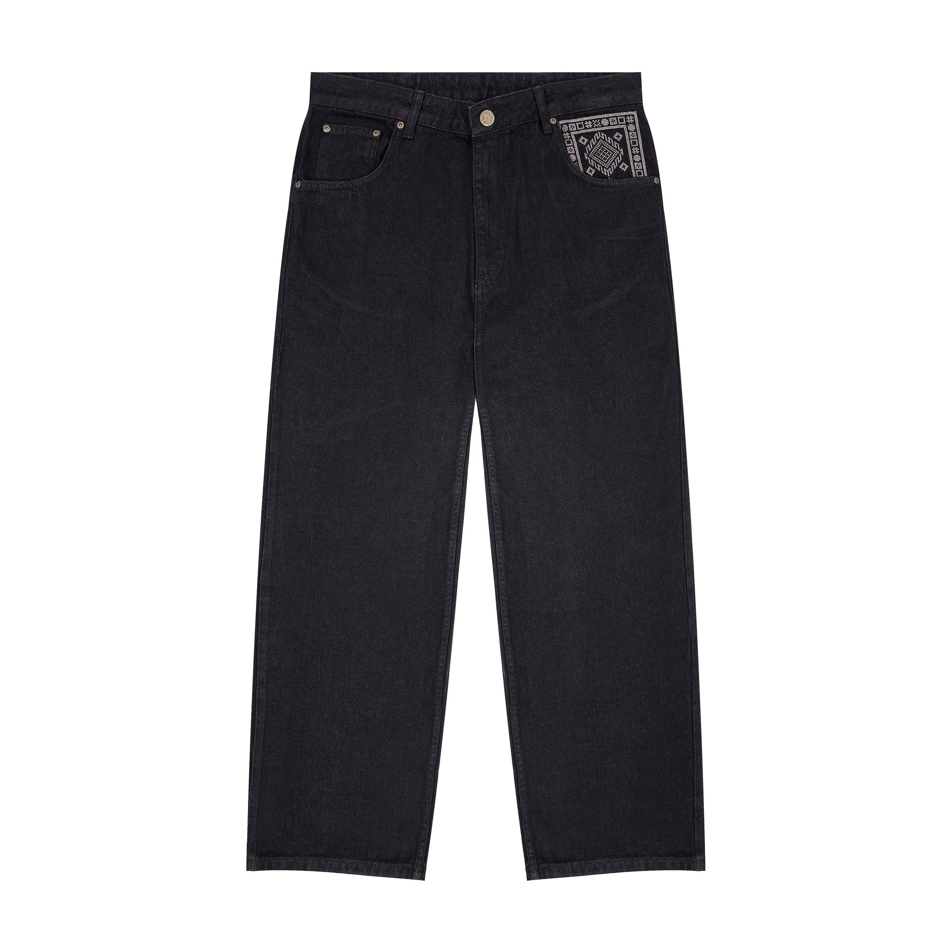 "aziza" red tinted Denim