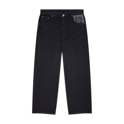 "aziza" red tinted Denim