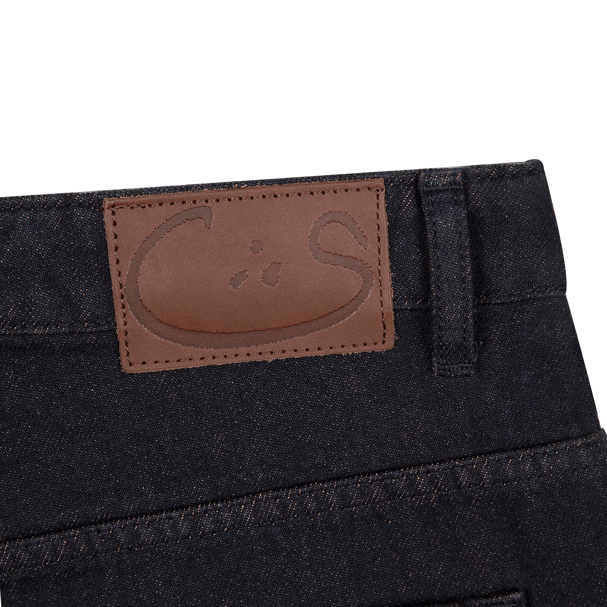 "aziza" red tinted Denim