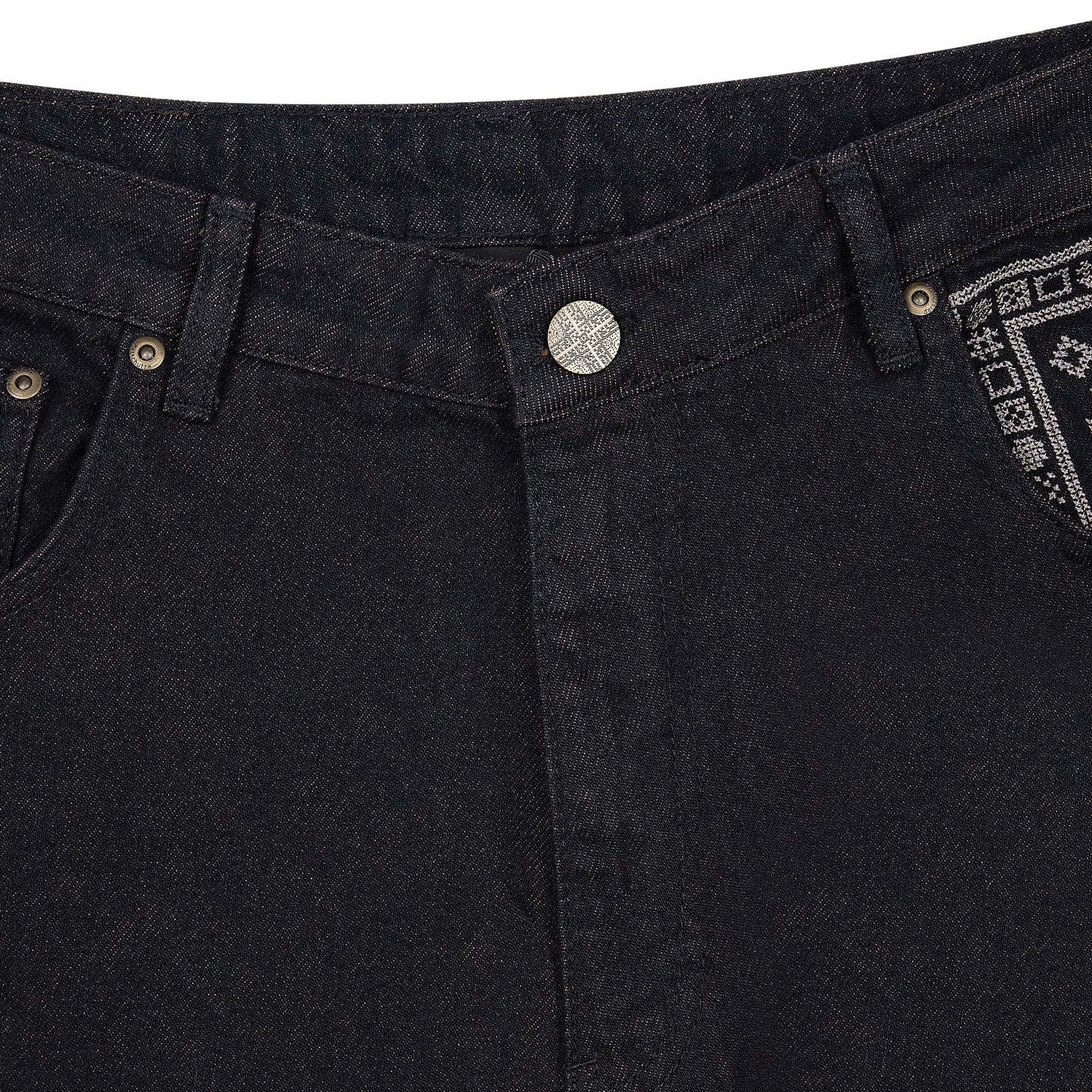 "aziza" red tinted Denim