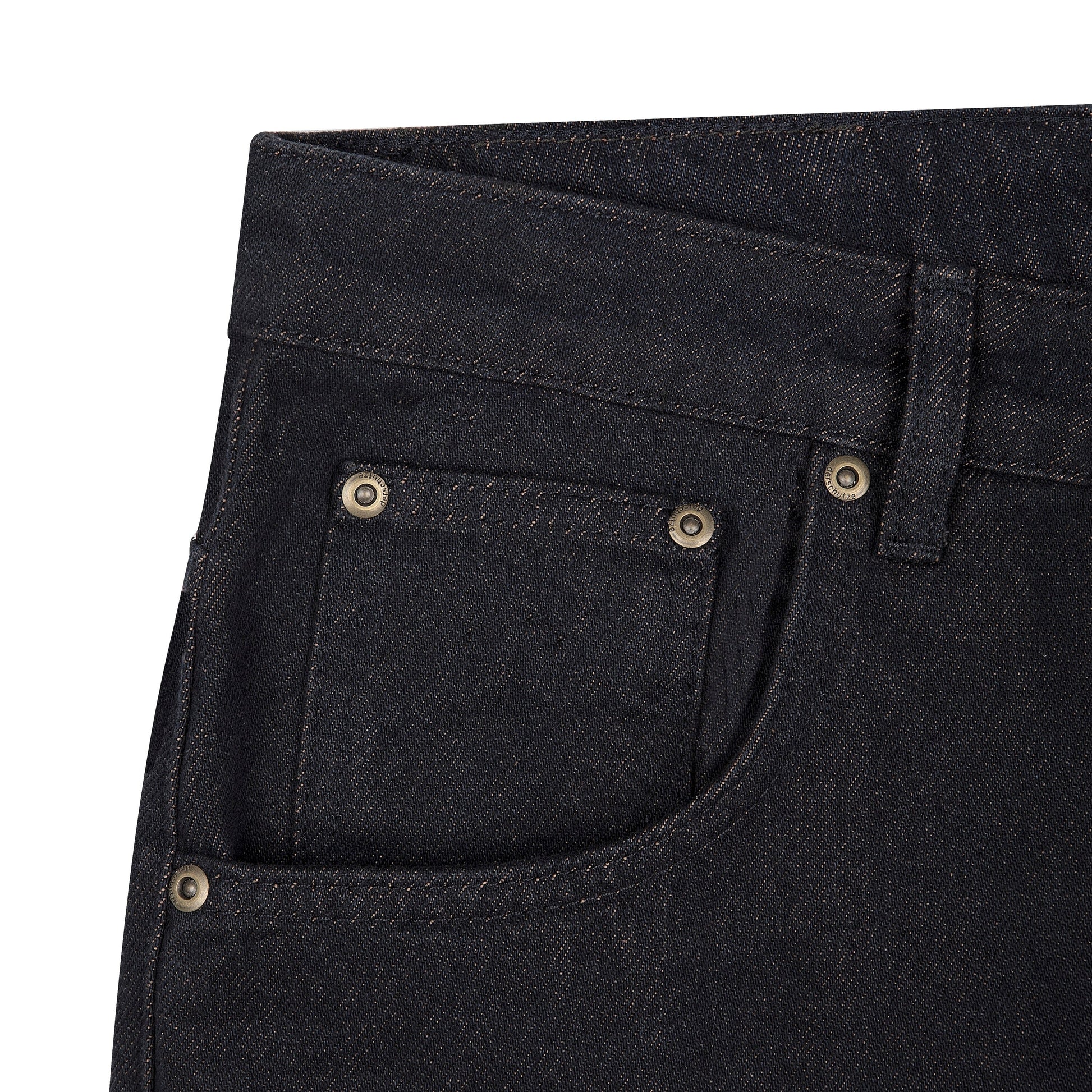 "aziza" red tinted Denim