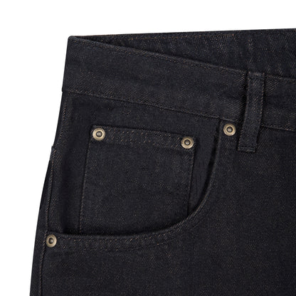 "aziza" red tinted Denim