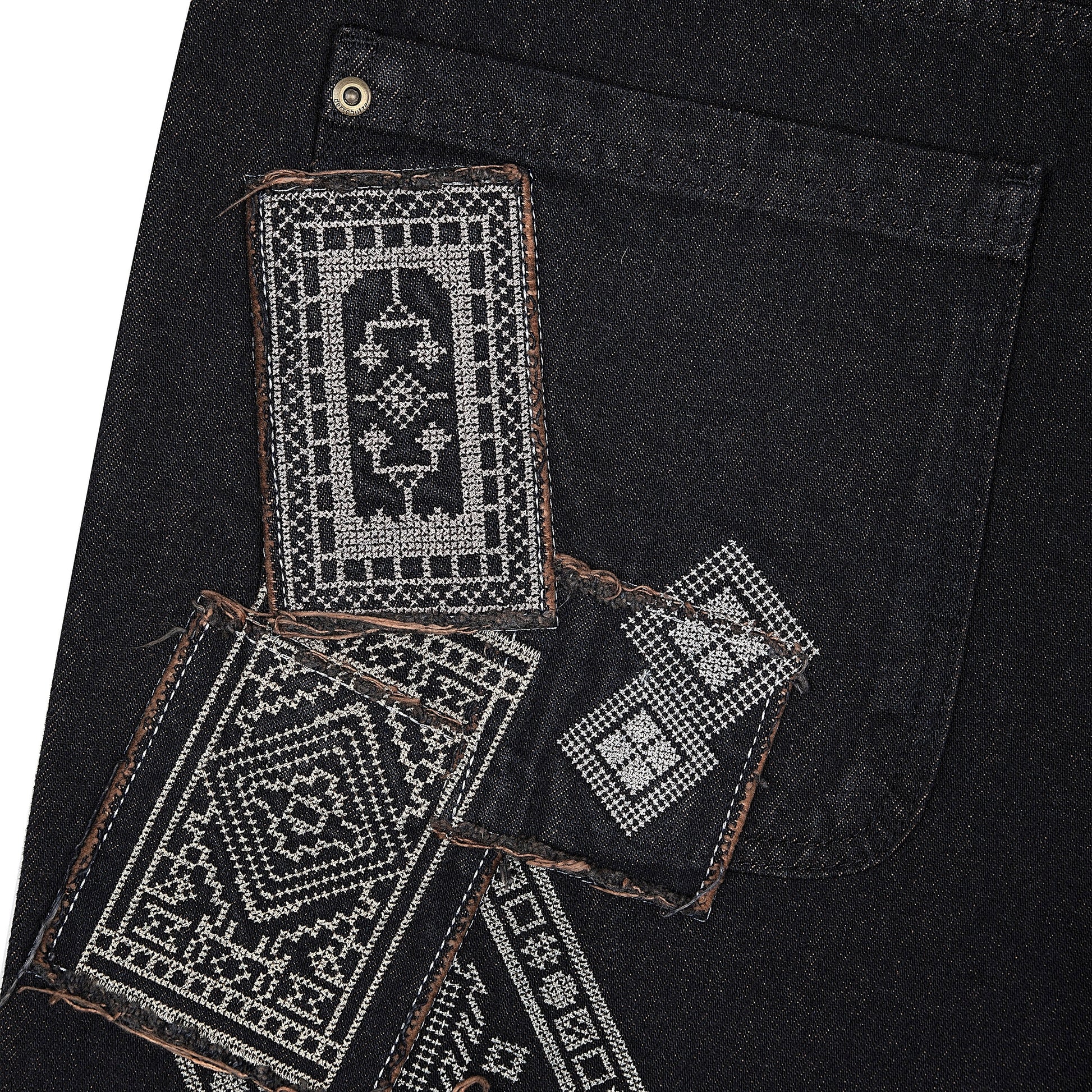 "aziza" red tinted Denim