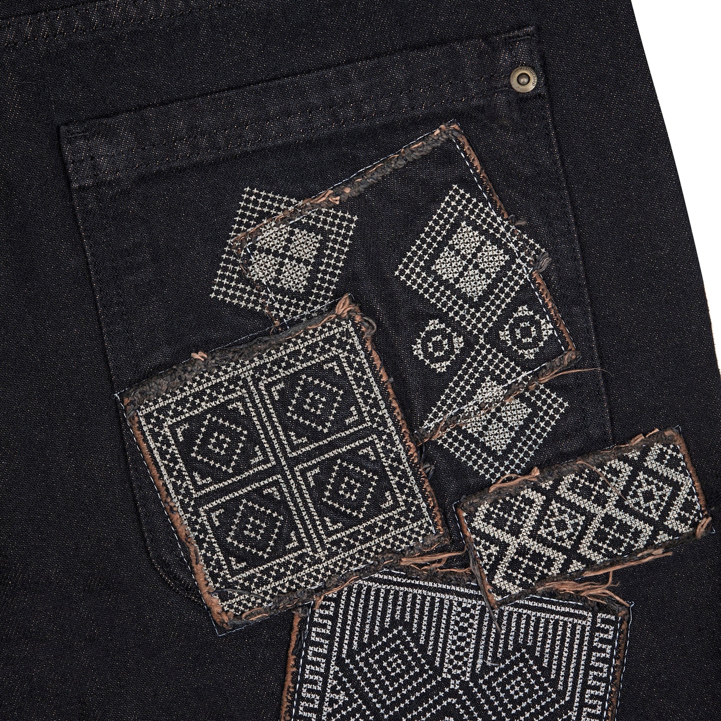 "aziza" red tinted Denim