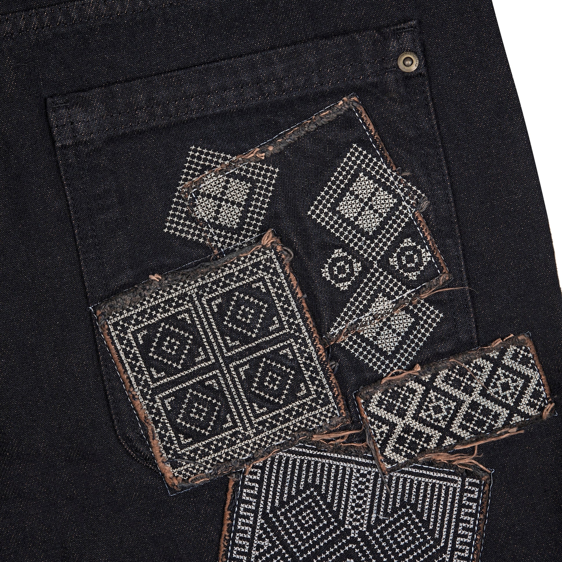 "aziza" red tinted Denim