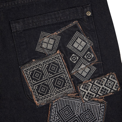 "aziza" red tinted Denim