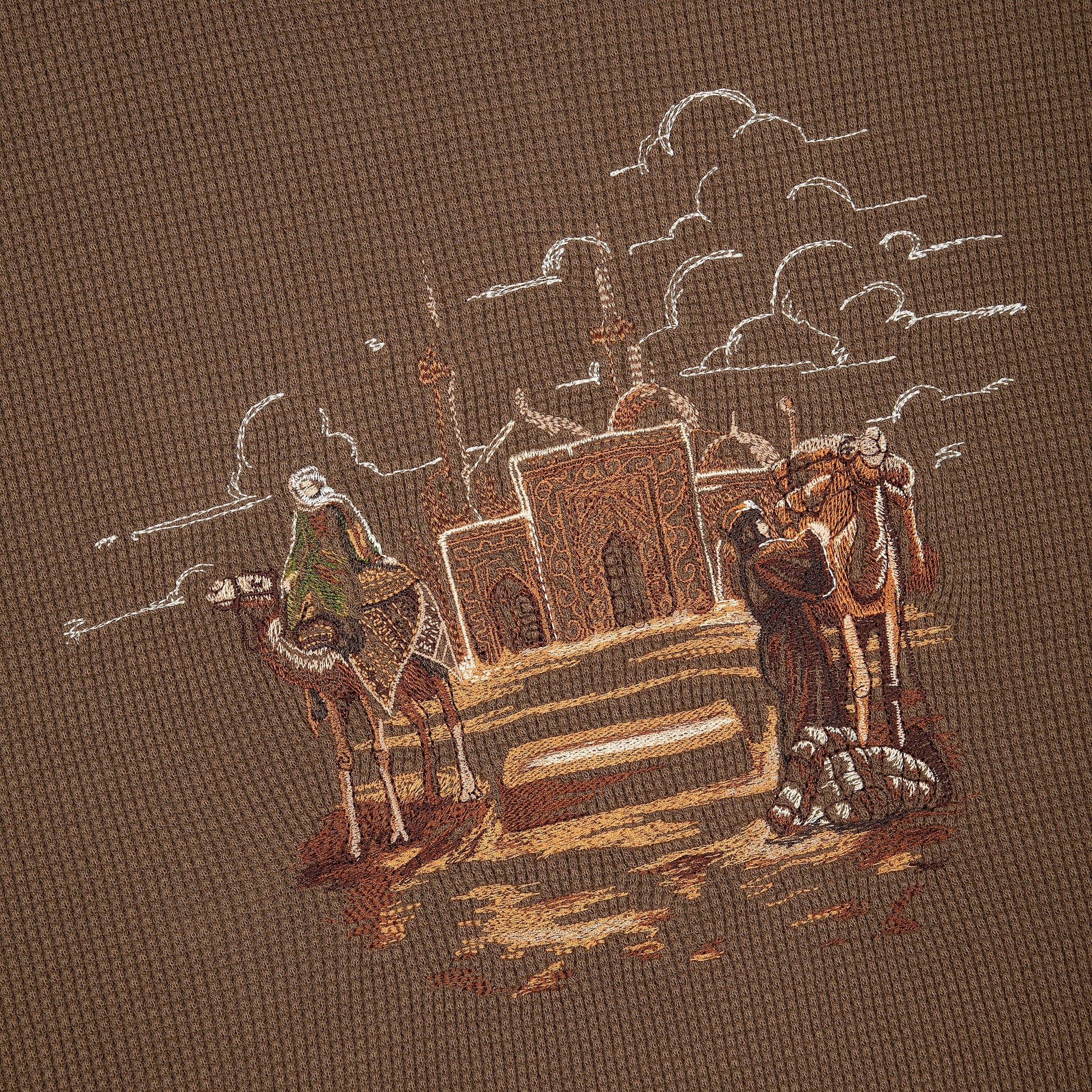 "aziza" waffle T Shirt brown