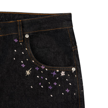 "sunset" black raw Denim