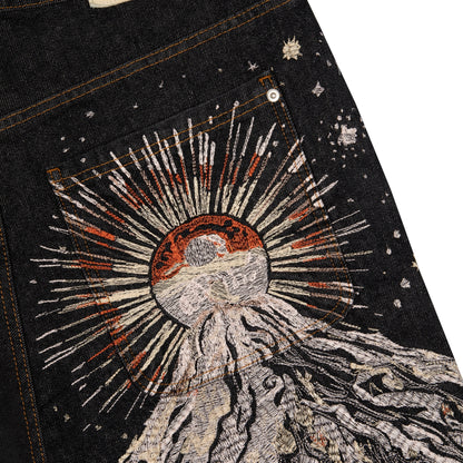 "sunset" black raw Denim