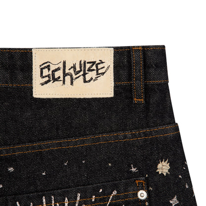 "sunset" black raw Denim