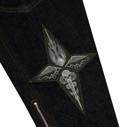 "hellboy" indigo raw denim Biker jacket