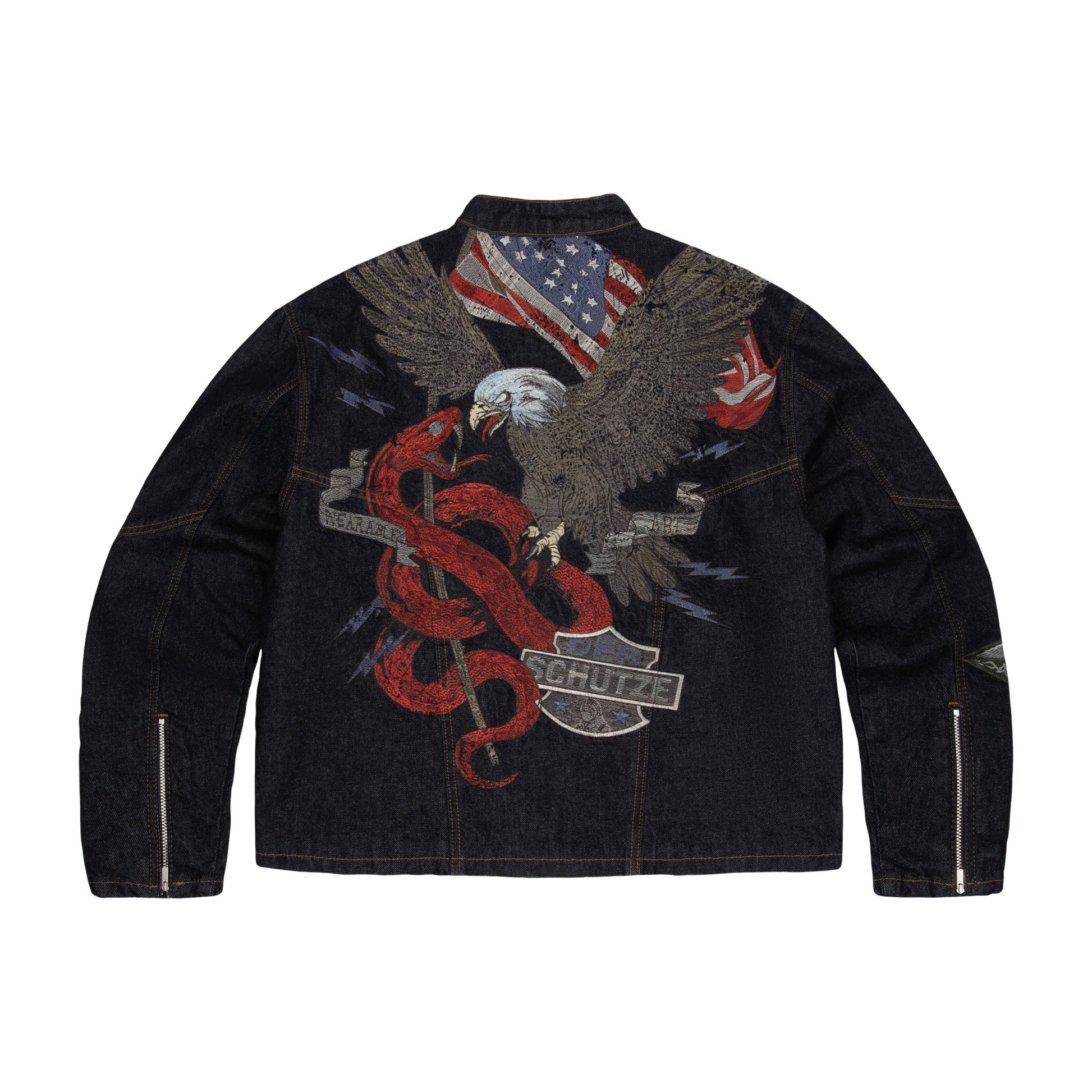 "hellboy" indigo raw denim Biker jacket