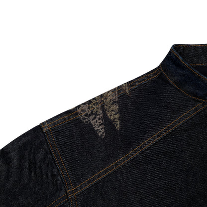 "hellboy" indigo raw denim Biker jacket