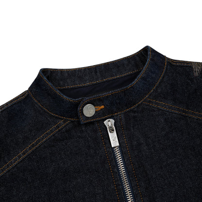 "hellboy" indigo raw denim Biker jacket