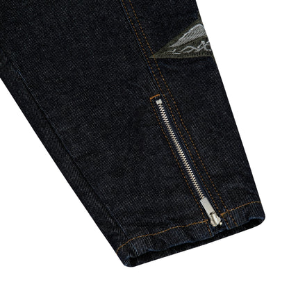 "hellboy" indigo raw denim Biker jacket