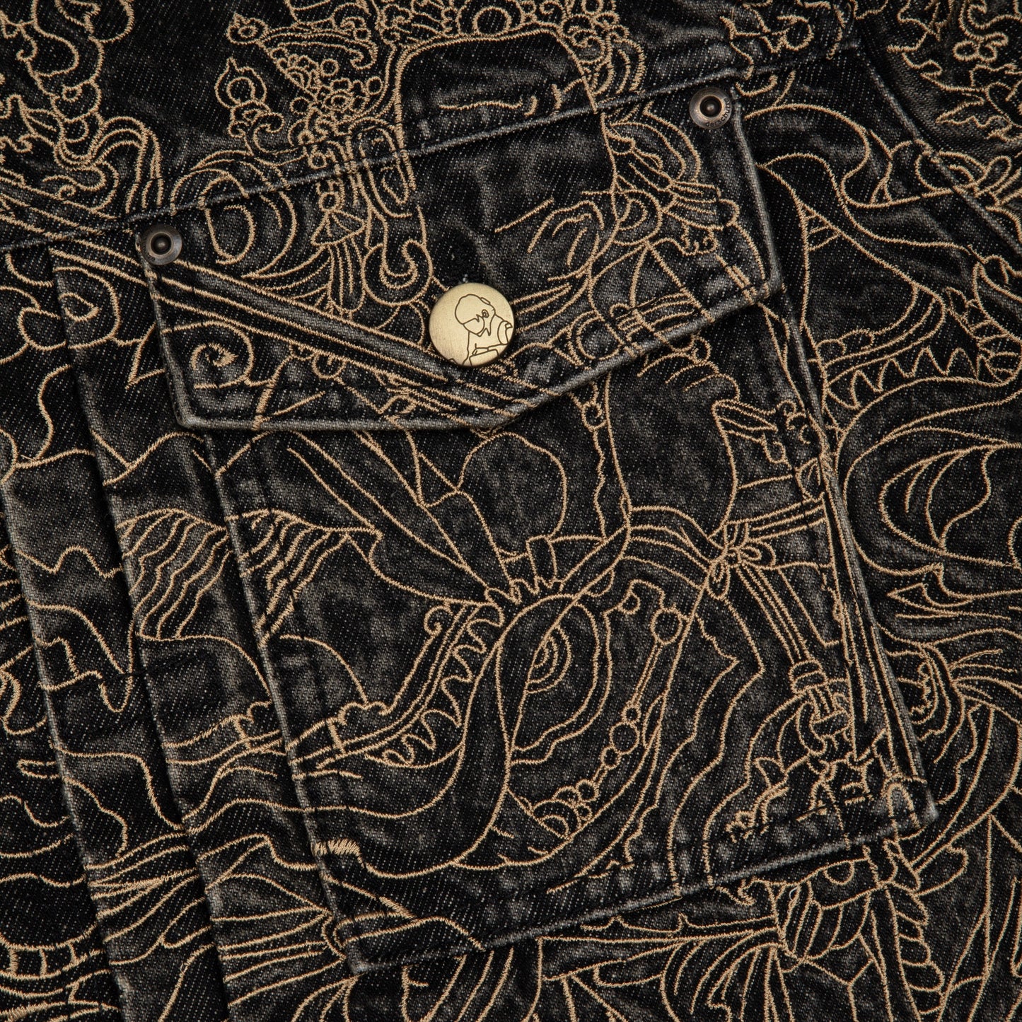 "lotus v2" denim Jacket black
