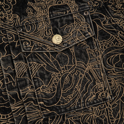 "lotus v2" denim Jacket black