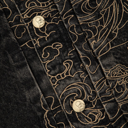 "lotus v2" denim Jacket black