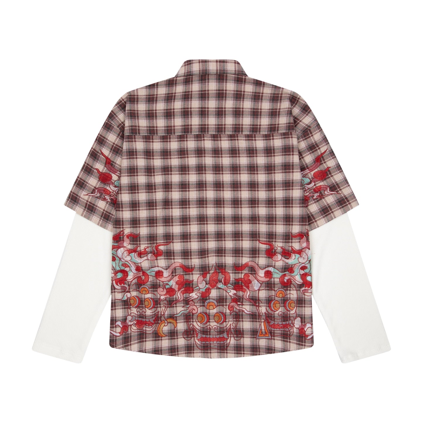 "lotus v2" layered Shirt plaid brown