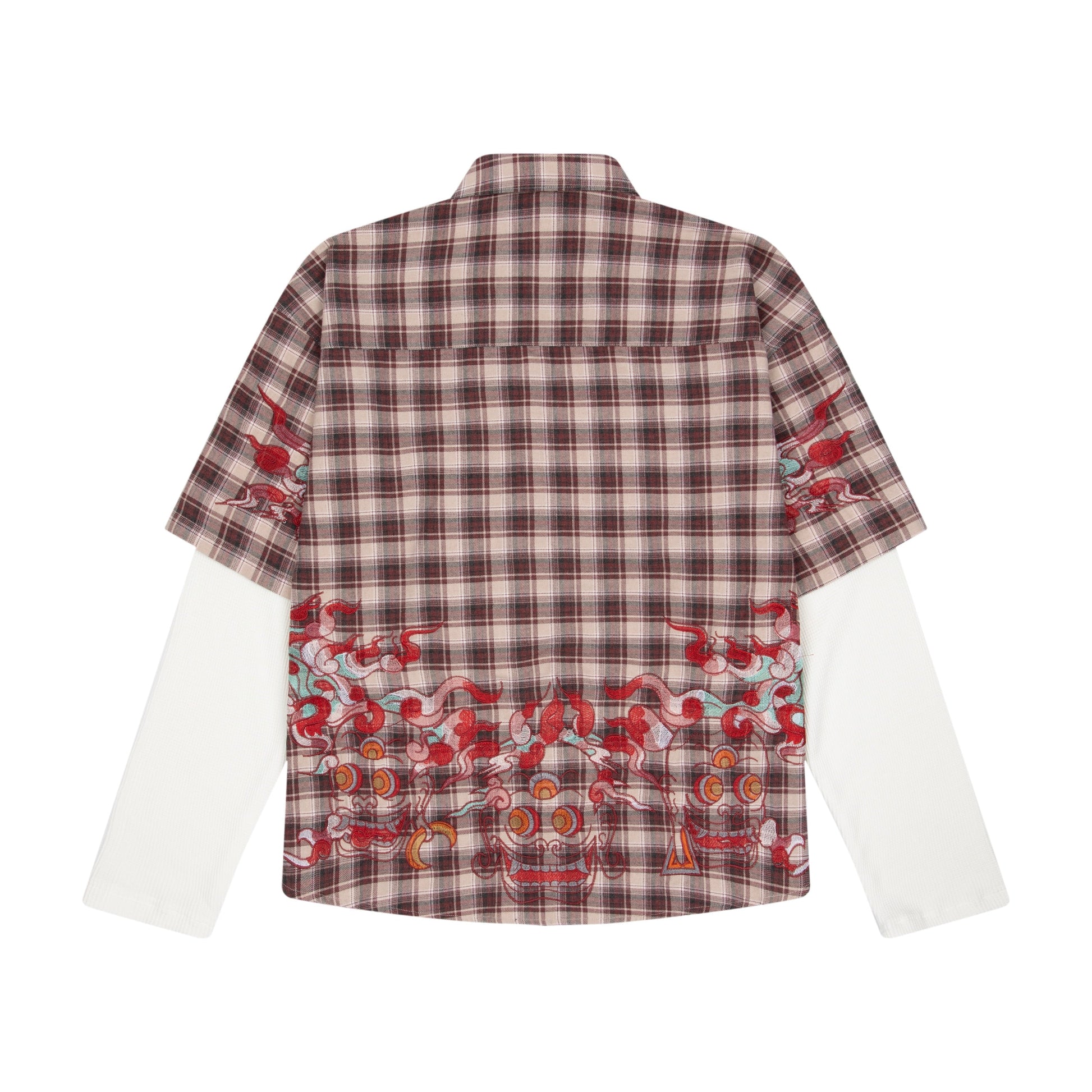 "lotus v2" layered Shirt plaid brown