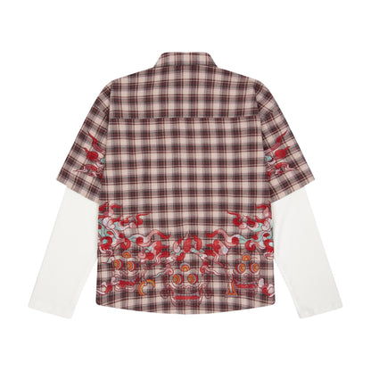 "lotus v2" layered Shirt plaid brown