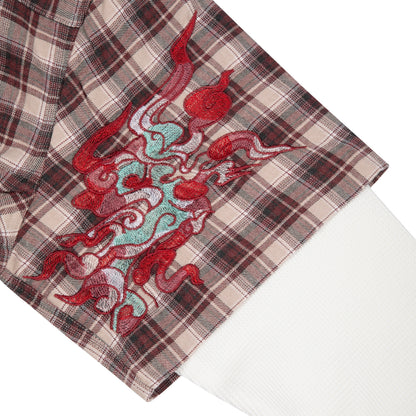 "lotus v2" layered Shirt plaid brown