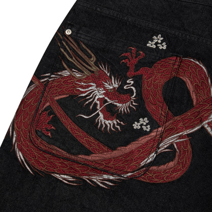"yakuza" black raw Jorts