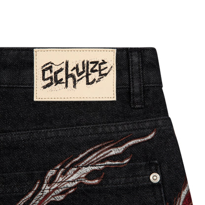 "yakuza" black raw Jorts