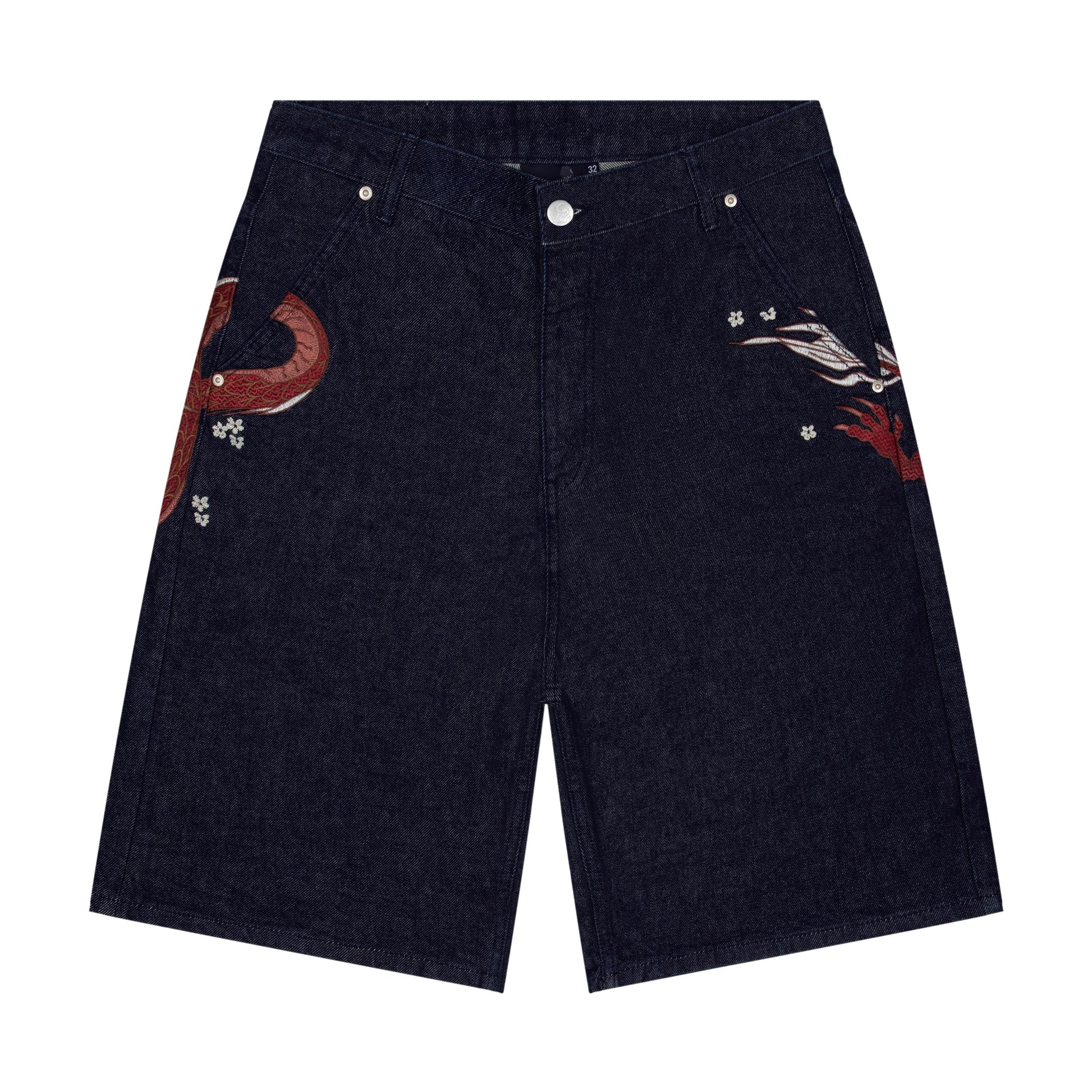 "yakuza" indigo raw Jorts 01