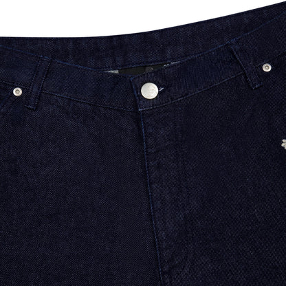 "yakuza" indigo raw Jorts 01