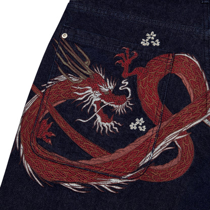 "yakuza" indigo raw Jorts 01