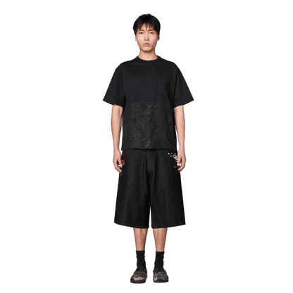 "yakuza" black raw Jorts