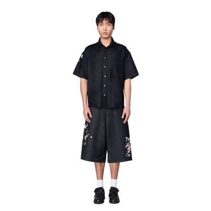 "yakuza" indigo raw Jorts 02