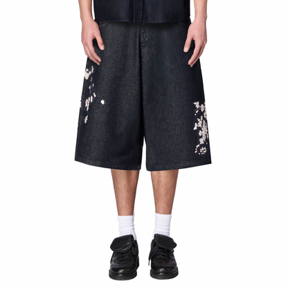 "yakuza" indigo raw Jorts 02