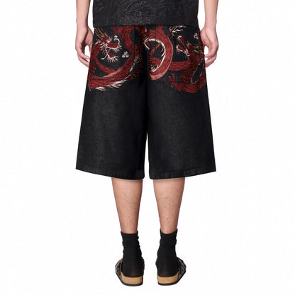 "yakuza" black raw Jorts