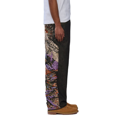 "sunset" black raw Denim