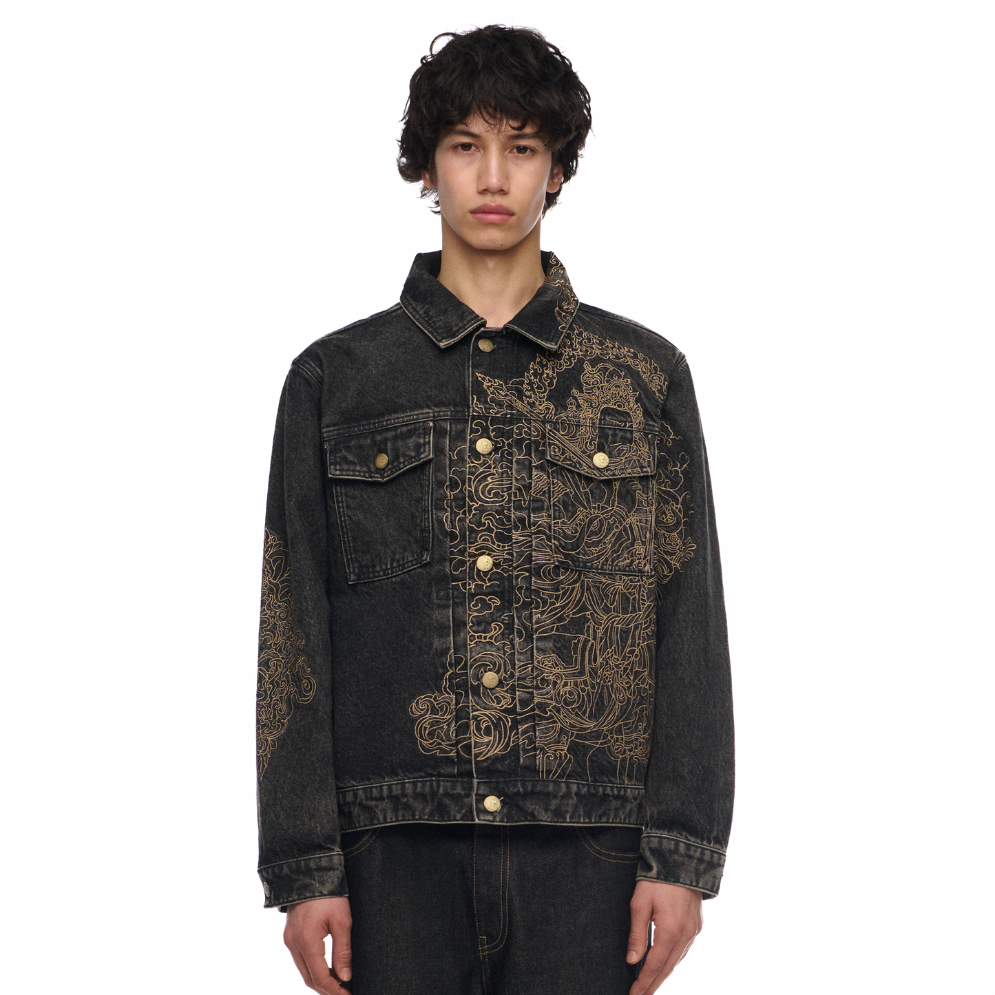 "lotus v2" denim Jacket black
