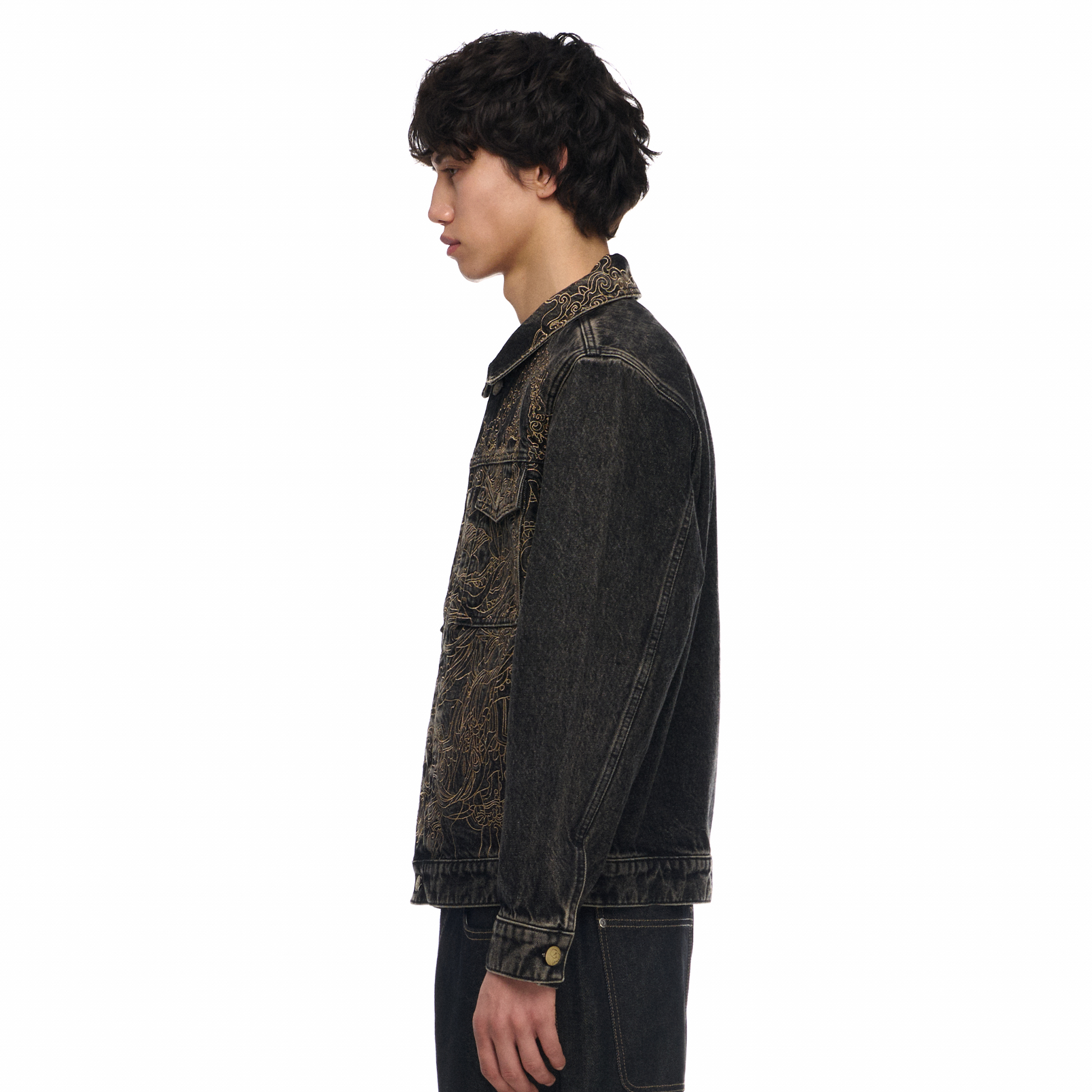 "lotus v2" denim Jacket black