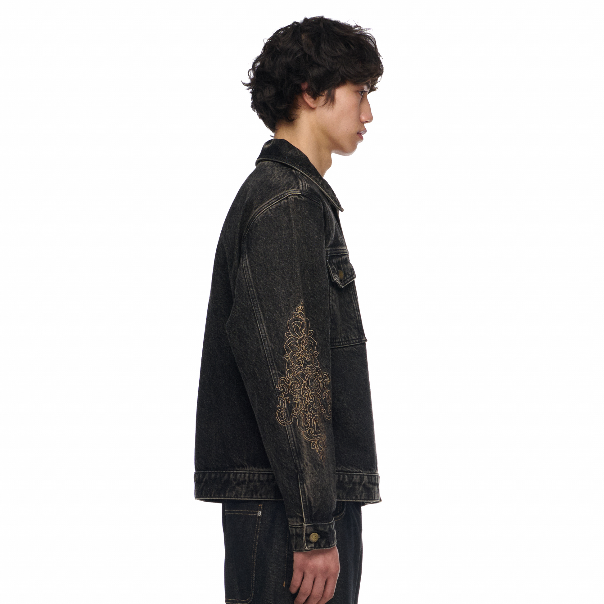 "lotus v2" denim Jacket black