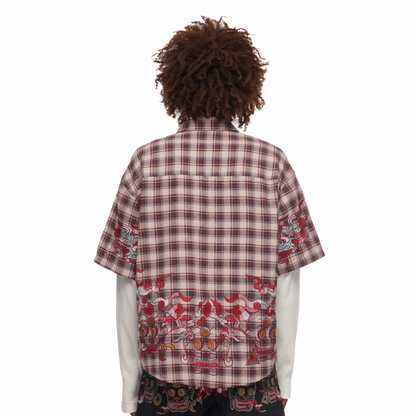 "lotus v2" layered Shirt plaid brown