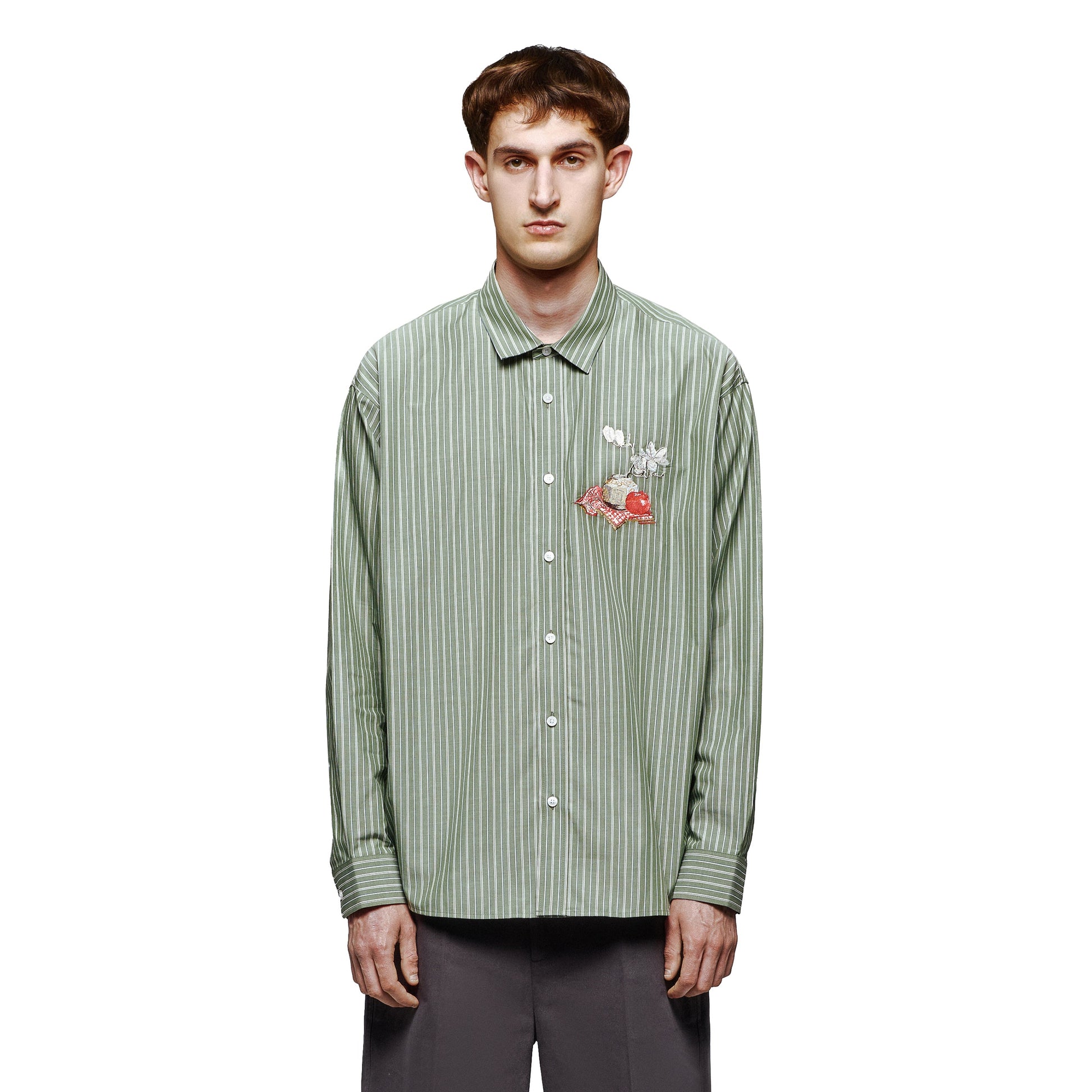 "garden of eden" green-white striped Shirt