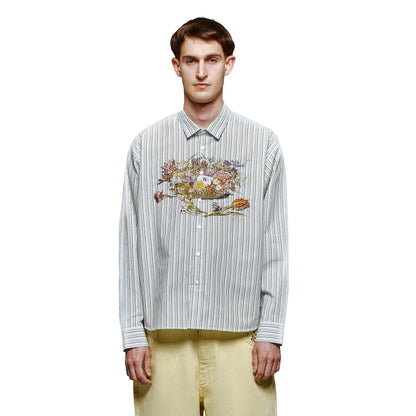 "garden of eden" white-green striped Shirt