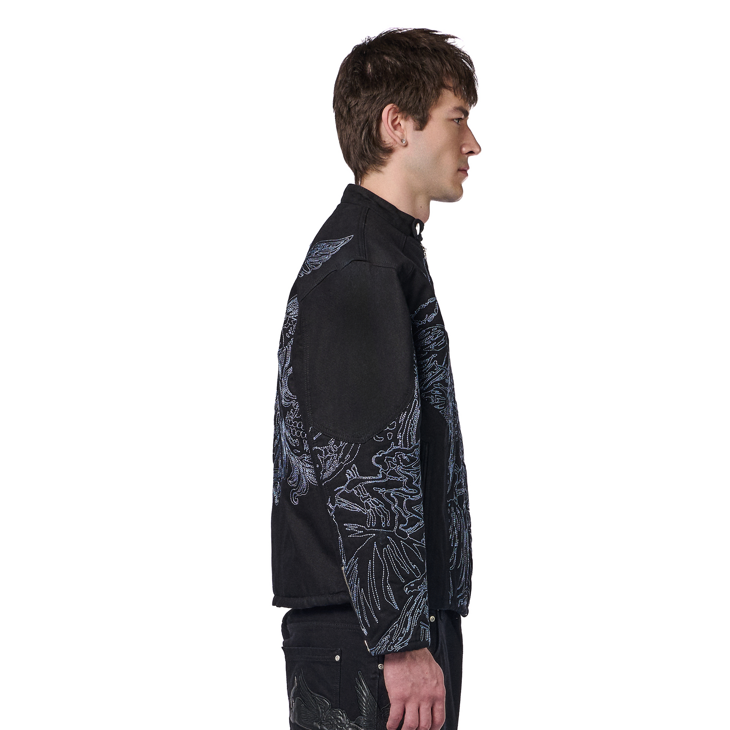 "hellboy" denim Biker jacket black