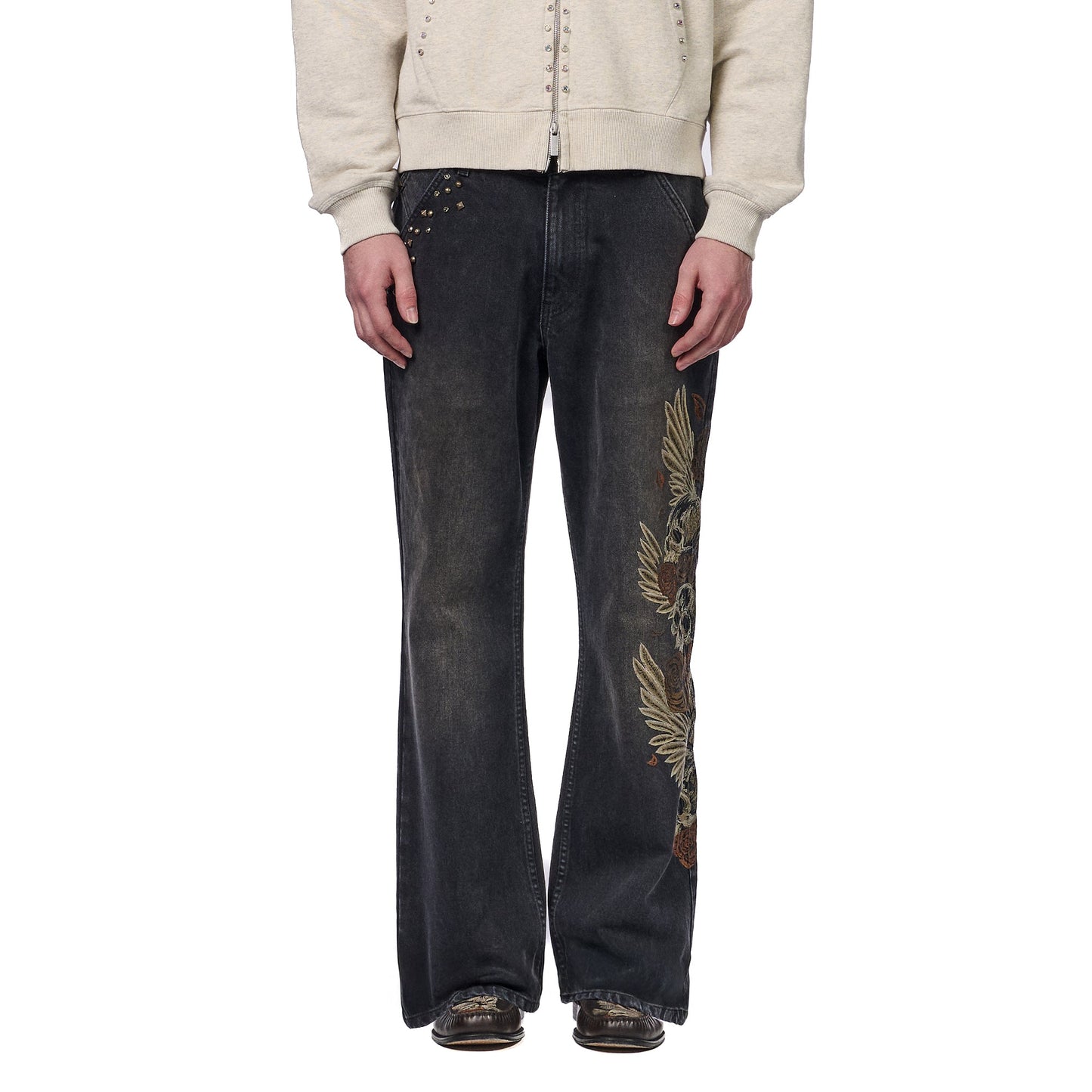 "hellboy" brown washed bootcut Denim