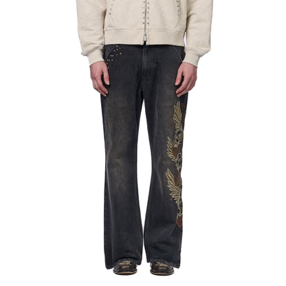 "hellboy" brown washed bootcut Denim